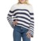 Peter Millar Alek Wide Sleeve Striped Sweater in White/Navy