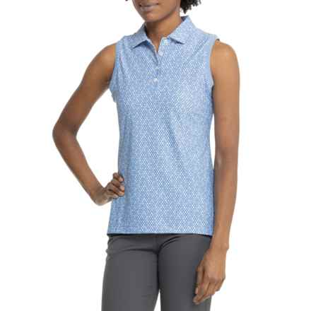 Peter Millar Banded Button Polo Shirt - Sleeveless in Blue Necessities