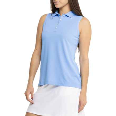 Peter Millar Banded Sport Mesh Polo Shirt - Sleeveless in Cottage Blue