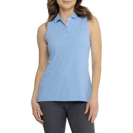 Peter Millar Banded Sport Mesh Polo Shirt - Sleeveless in Cottage Blue