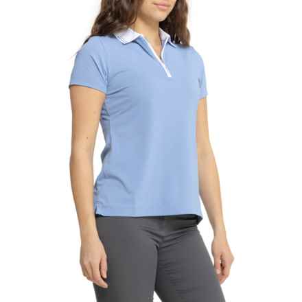 Peter Millar Chrissie Polo Shirt - UPF 50+, Zip Neck, Short Sleeve in Channel Blue