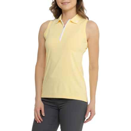 Peter Millar Chrissie Polo Shirt - UPF 50+, Zip Neck, Sleeveless in Morning Sun/White