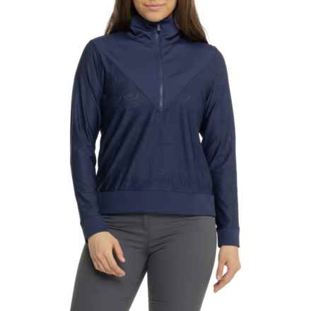 Peter Millar Crown Seal Eyelet Varsity Sweater - Zip Neck in Navy