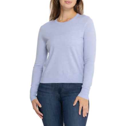 Peter Millar Excursionist Flex Crew Neck Shirt - Merino Wool, Long Sleeve in Blue Thistle