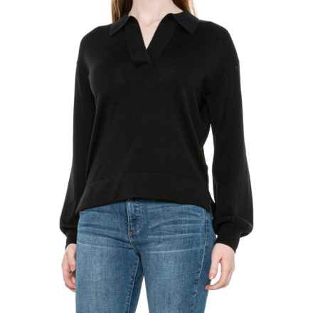 Peter Millar Fine-Gauge Collared V-Neck Sweater - Silk in Black