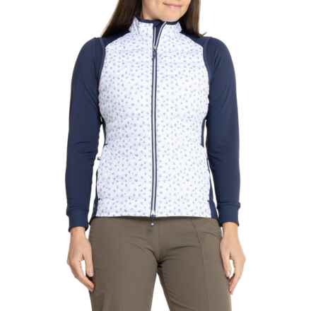 Peter Millar Fuse Tossed Paisley Hybrid Vest - Insulated in White/Navy