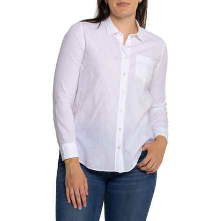 Peter Millar Garment-Dyed Button-Up Blouse - Cotton, Long Sleeve in White