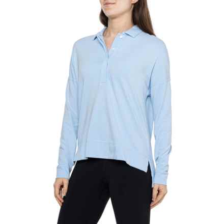 Peter Millar Lava Wash Jersey Collared Popover Shirt - Long Sleeve in Blue Sound