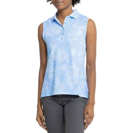 Peter Millar Perfect Fit Polo Shirt - UPF 50+, Sleeveless in Cottage Blue Garden Floral