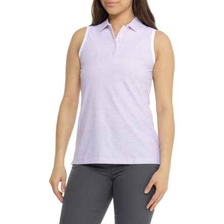 Peter Millar Sip and Swing Banded Sport Mesh Polo Shirt - UPF 50+, Sleeveless in Garden Violet