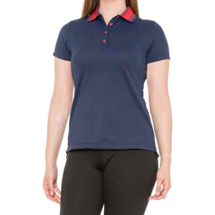 Peter Millar Striped Collar Sport Polo Shirt - Short Sleeve in Navy/Rouge