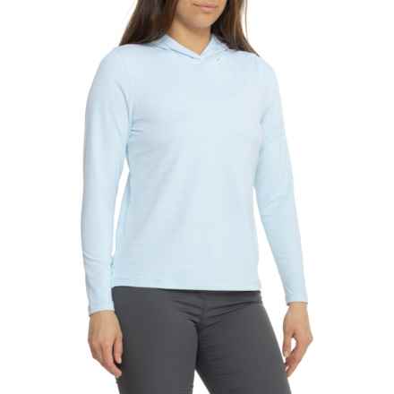 Peter Millar Vista Stripe Pine Hoodie - UPF 50+ in Blue Spruce/White