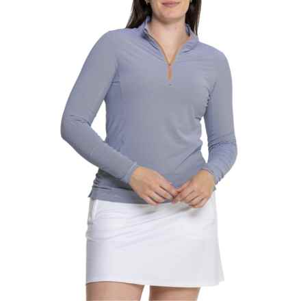 Peter Millar Zip Neck Sun Shirt - UPF 50+, Long Sleeve in Navy/White