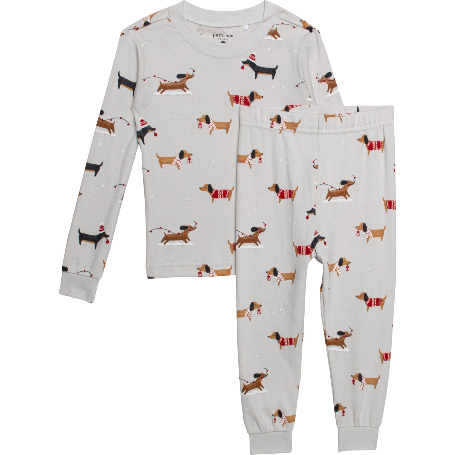Petit Lem Infant Boys and Girls Dachshund Through the Snow Pajamas Long Sleeve Save 61