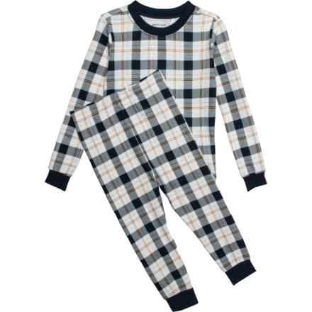 Petit Lem Infant Boys Christmas Plaid Pajamas - Long Sleeve in 604 Navy
