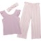 Petit Lem Toddler Girls Ruffle Shirt and Gauze Wide-Leg Pants Set - 3-Piece, Short Sleeve in Stripe