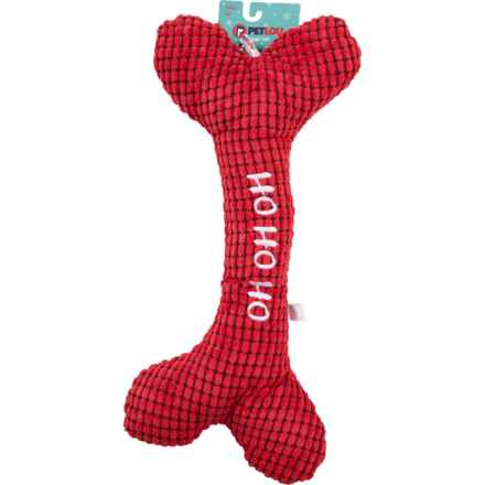 Petlou Christmas Plush Ho Ho Ho Bone Dog Toy - 22”, Squeaker in Multi