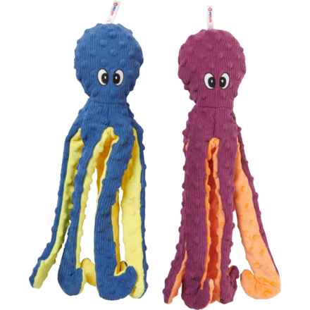 Petlou Dotty Friends 2.0 Octopus Dog Toy - 2-Pack, 16”, Squeaker in Blue/Purple