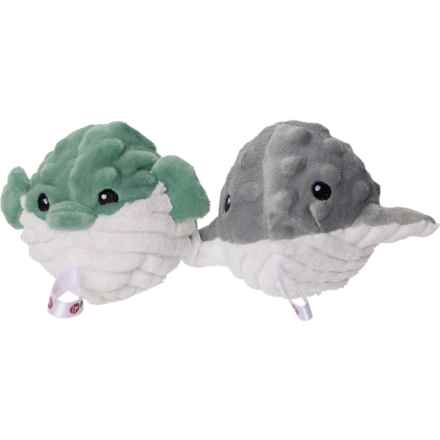 Petlou EZ Squeaky Ball Octopus Dog Toys - 2-Pack, 4” in Whale / Puffer