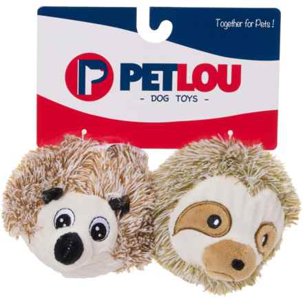 Petlou EZ Squeaky Ball Twin Pack - 4” in Hedgehog/Sloth