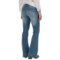 180GK_2 Petrol Slightly Destroyed Classic Flare Jeans - Bootcut (For Women)