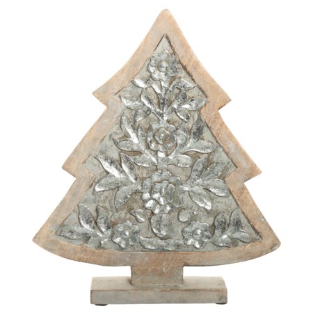 Pewter Pine Wooden Decorative Carved Tree Save 27 Pewter Pine Wooden Decorative Carved Tree In Natural Silver