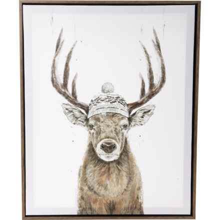 Picture Depot 16x20” Winter Deer Framed Canvas Wall Art in Multi