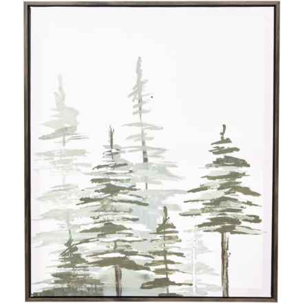 Picture Depot 20x24” Snowy Pine Tree Framed Printed Canvas in Multi