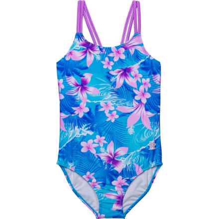 Pipeline Big Girls Floral One-Piece Swimsuit in Blue Floral