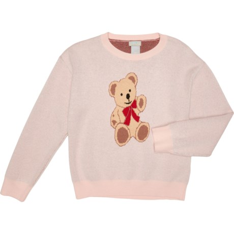 Piper & Posie Big Girls Bear Sweater in Pink