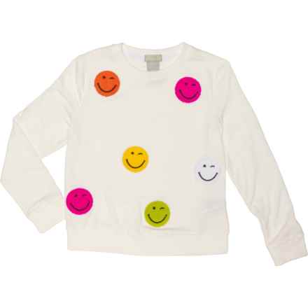 Piper & Posie Big Girls Smiley Face Sweatshirt in Natural