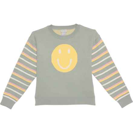 Piper & Posie Big Girls Smiley Sweater in Sage