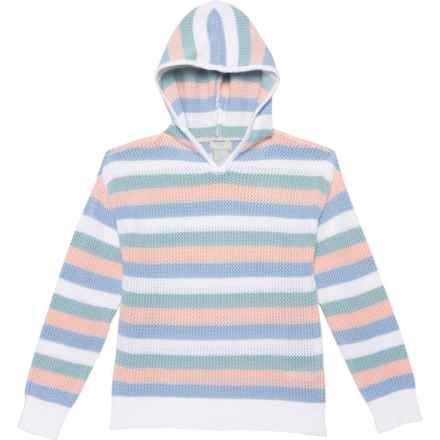 Piper & Posie Big Girls Sweater Knit Hoodie in Pastel Combo