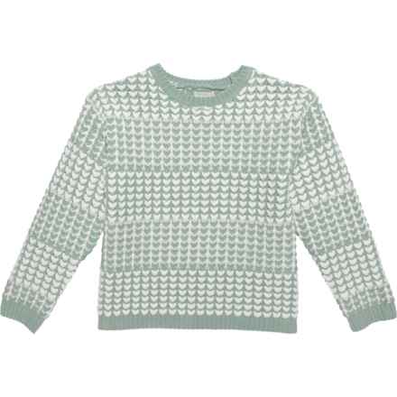 Piper & Posie Big Girls Texture Stitch Sweater in Green