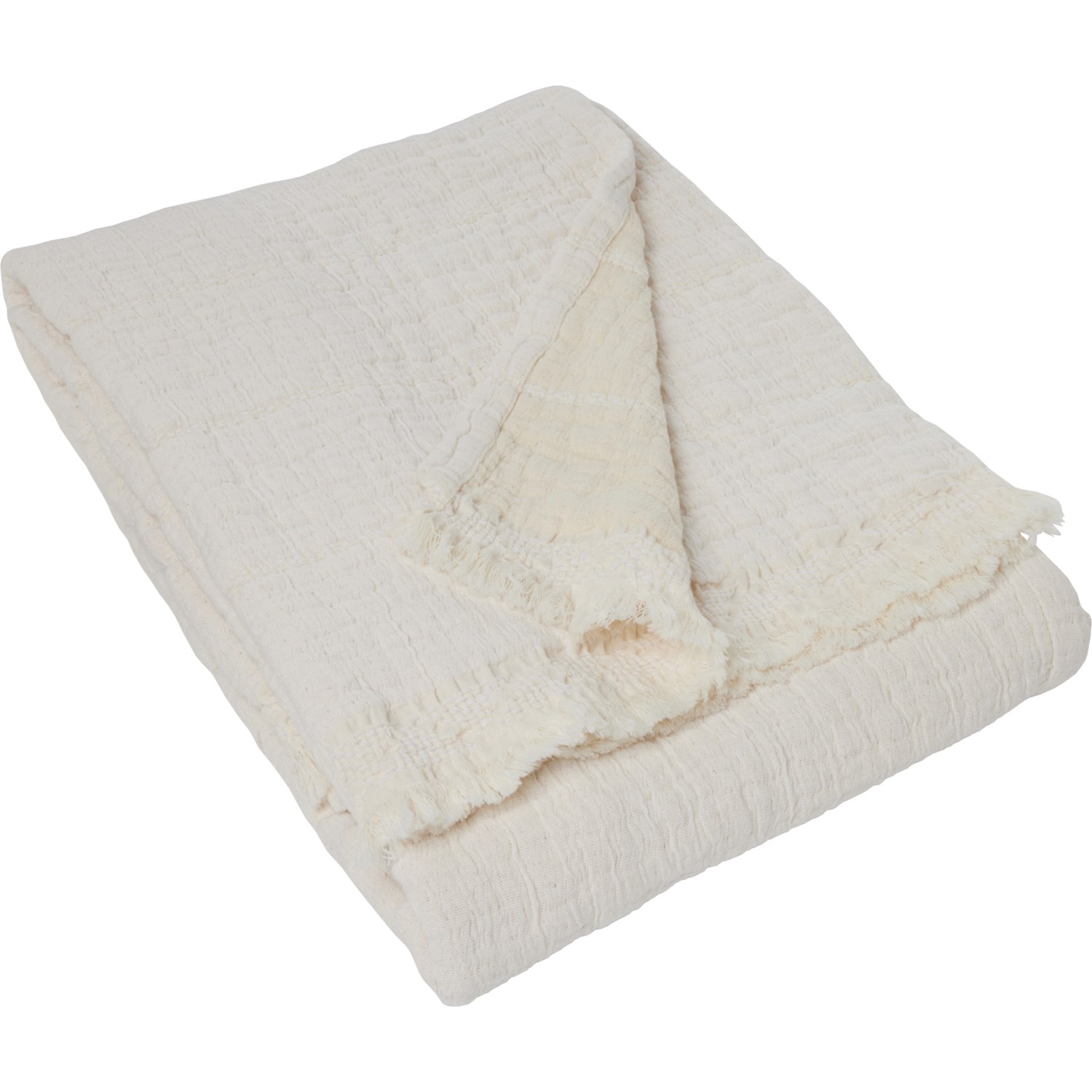 Piubelle Made in Portugal Textured Cotton Mallow Throw Blanket