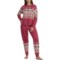 PJ Salvage His and Hers Matching Holiday Fair Isle Jogger Pajamas - Long Sleeve in Red