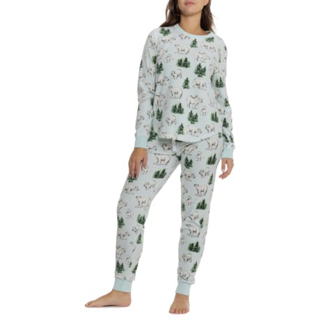 PJ Salvage Polar Bears Lounge Set - Long Sleeve in Blue Mist