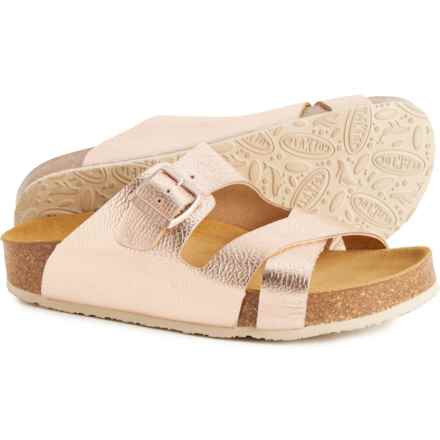 Plakton Made in Spain Cork Footbed Sandals - Leather (For Women) in Elefante/Rose