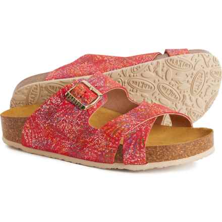 Plakton Made in Spain Cork Footbed Sandals - Leather (For Women) in Malu/Rojo