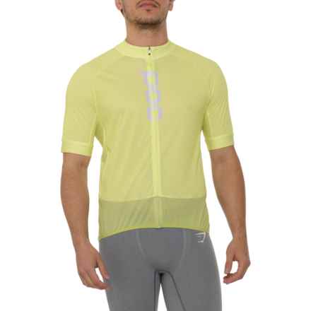 POC Essential Road Logo Cycling Jersey - Full Zip, Short Sleeve in Lemon Calcite