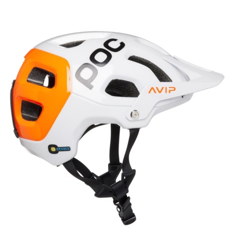 POC Tectal Race Spin Bike Helmet (For Men and Women) in Hydrogen White/Fluorescent Orange Avip