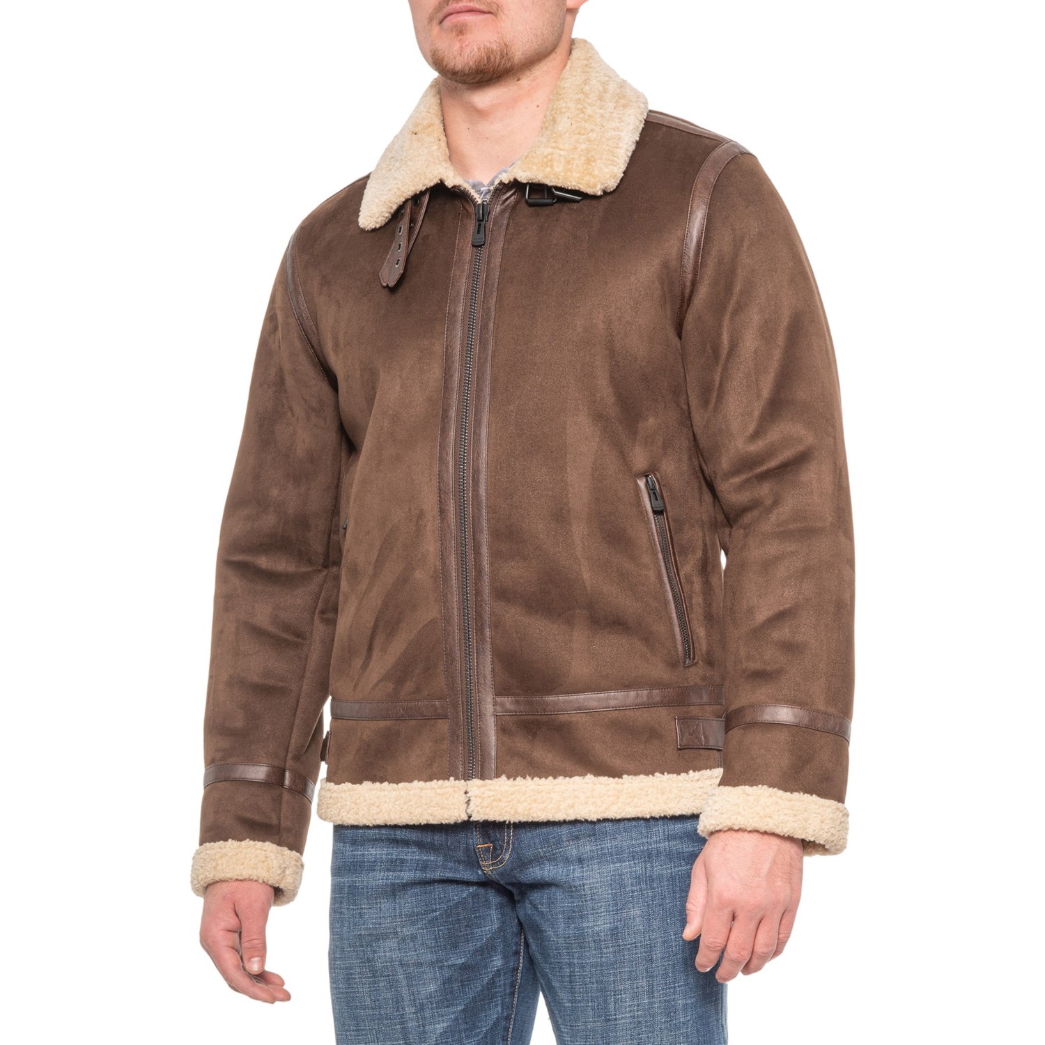 POINT ZERO Brown Faux-Suede Jacket (For Men) - Save 67%