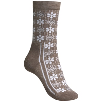 Point6 Snowflake Socks - Merino Wool, Crew (For Women) in Taupe