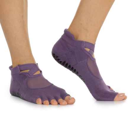 Pointe Studio Medium-Large - Clean Cut Toeless Grip Socks - Ankle (For Women) in Grape Jam