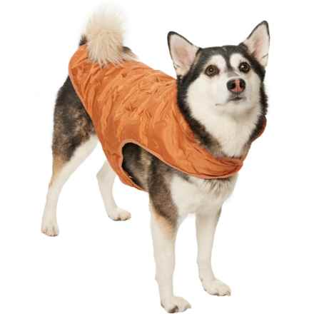 Polartec Embossed Quilted Puffer Dog Jacket - Insulated in Rust Orange