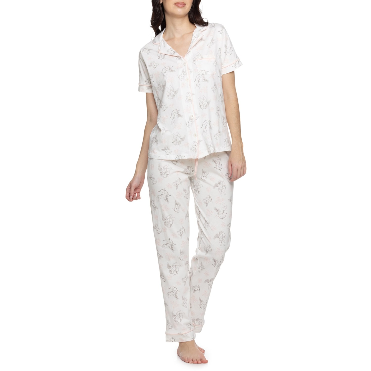 Poppy Pyjamas Poppy & Clay Cupid Notch Collar Pajamas - Organic Cotton, Short Sleeve ...