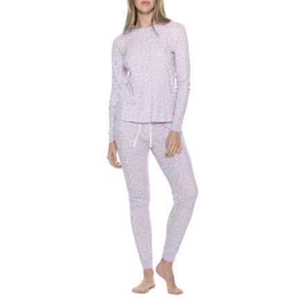 Poppy & Clay Floral Pointelle Thermal Pajamas - Organic Cotton, Long Sleeve in Purple Floral - Closeouts