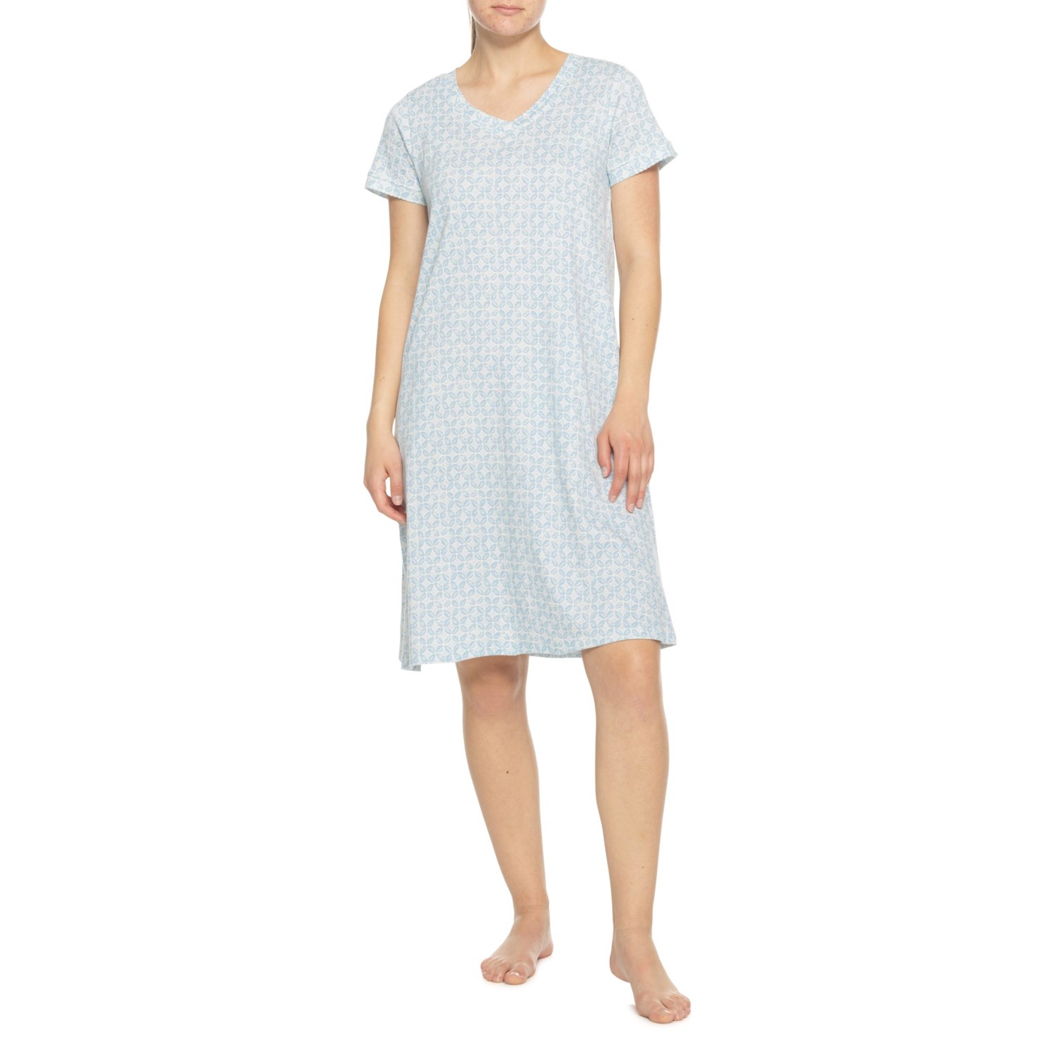 Poppy & Clay Geo Print Night Gown for Women | Blue Geo | Size XL | Breathable Fabric