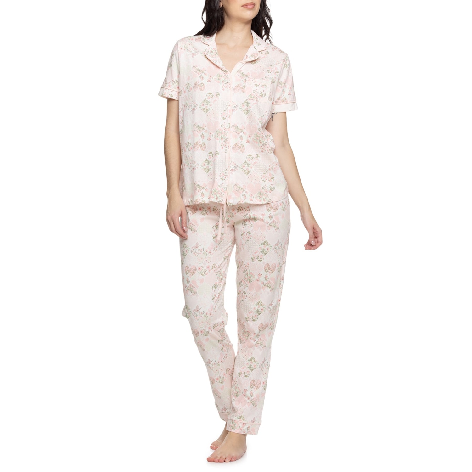 Poppy Pyjamas Poppy & Clay Heart Paisley Notch Collar Pajamas - Organic Cotton, Short ...