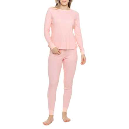 Poppy & Clay Heart Pointelle Thermal Pajamas - Organic Cotton, Long Sleeve in Pink